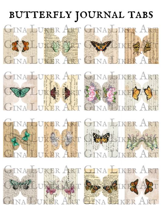 Butterfly Junk Journal Tabs Printable