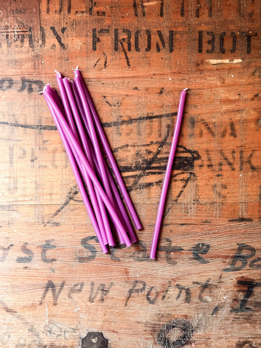 Purple Beeswax Spell Candles | Set of 10