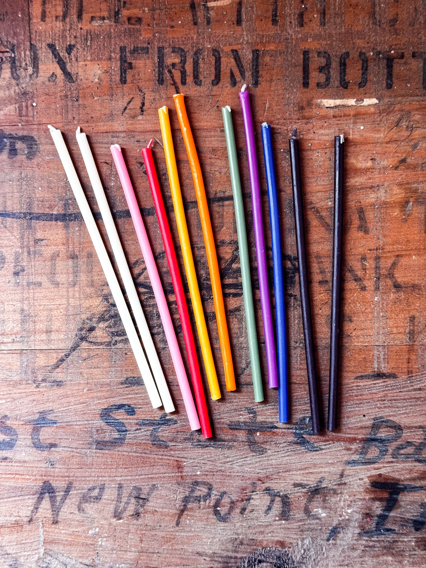 Rainbow Beeswax Spell Candles | Set of 11