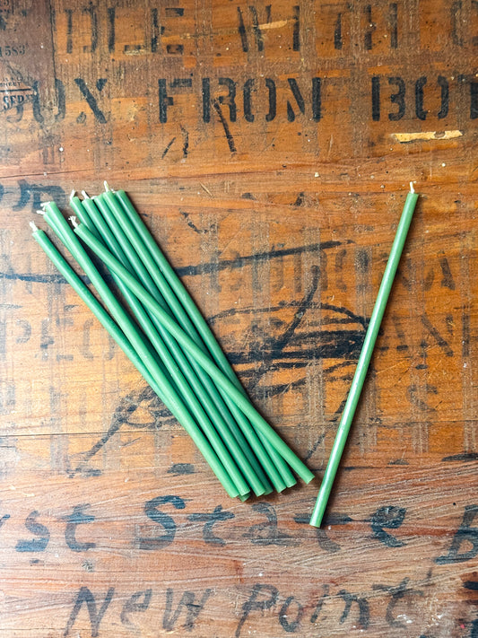 Green Beeswax Spell Candles | Set of 10