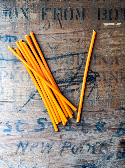 Orange Beeswax Spell Candles | Set of 10