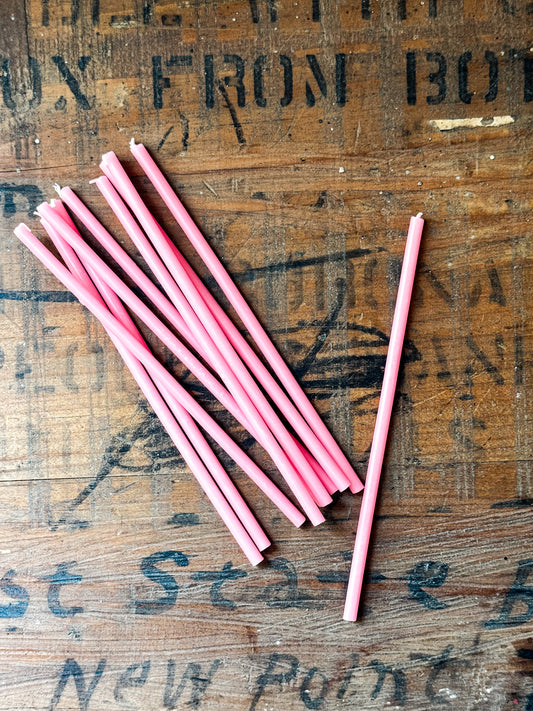 Pink Beeswax Spell Candles | Set of 10